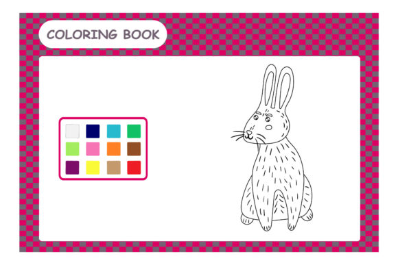 Coloring Book with Funny Cartoon Animals Graphics and Illustrations