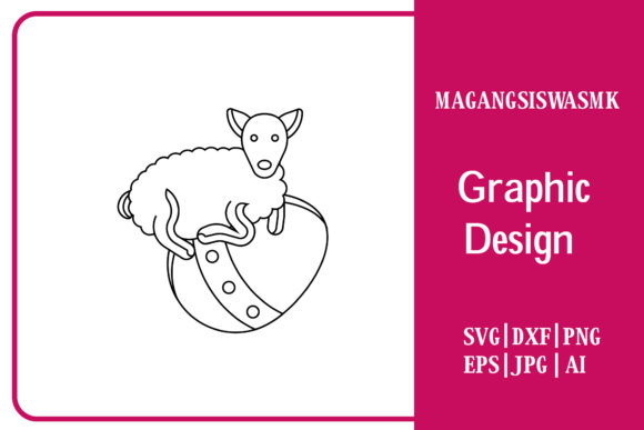 Flat Illustration Easter Goat Funny: Graphics for Seasonal Crafts