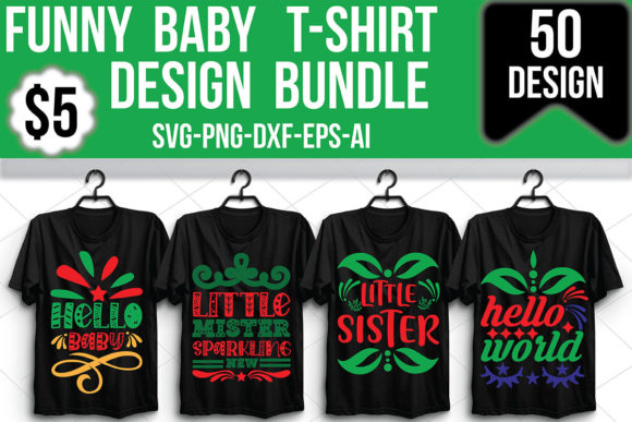 Funny Baby T-Shirt Design Bundle for Creative Bundles